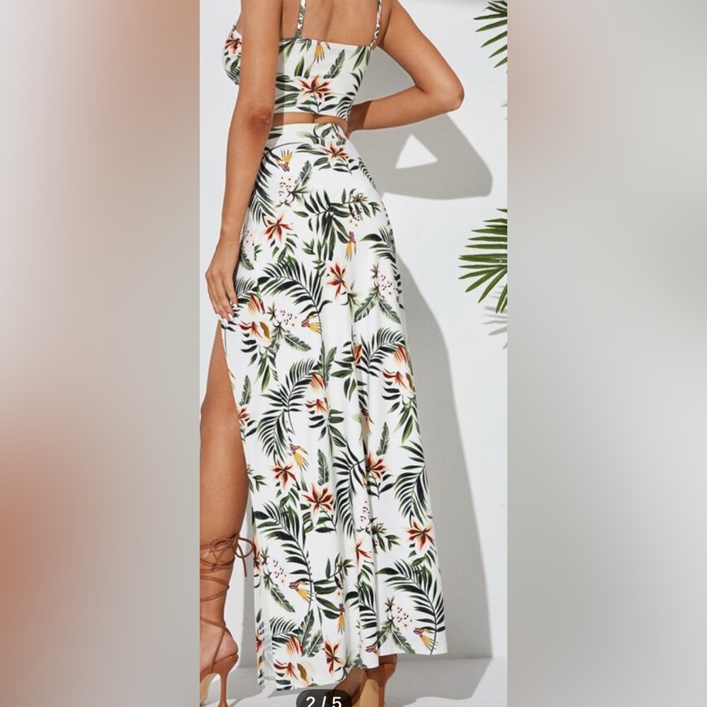 SHEIN White Tropical Print Skirt - Picture 4 of 4